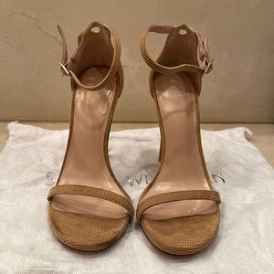 Stuart Weitzman Nudist Sandals Beige Textured Suede size 35 (5)